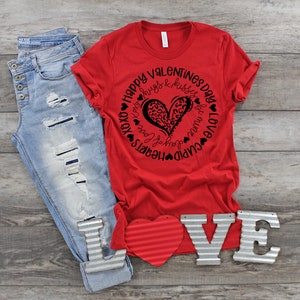 Rvidbe Valentine's Day Shirts Women Red Heart Graphic Tees Loose