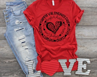 Happy Valentine's Day Leopard Circle Shirt, Valentine Shirt, Valentine's Day Shirt, Leopard print shirt, Day of Love, Hugs and Kisses, XOXO