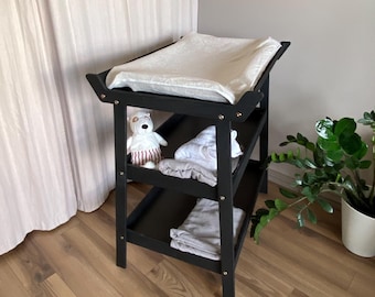 Natural Changing Baby Table, Changing toddler Tray On Wheels, Changing Table Organizer, Baby Table Station, Nursery Table