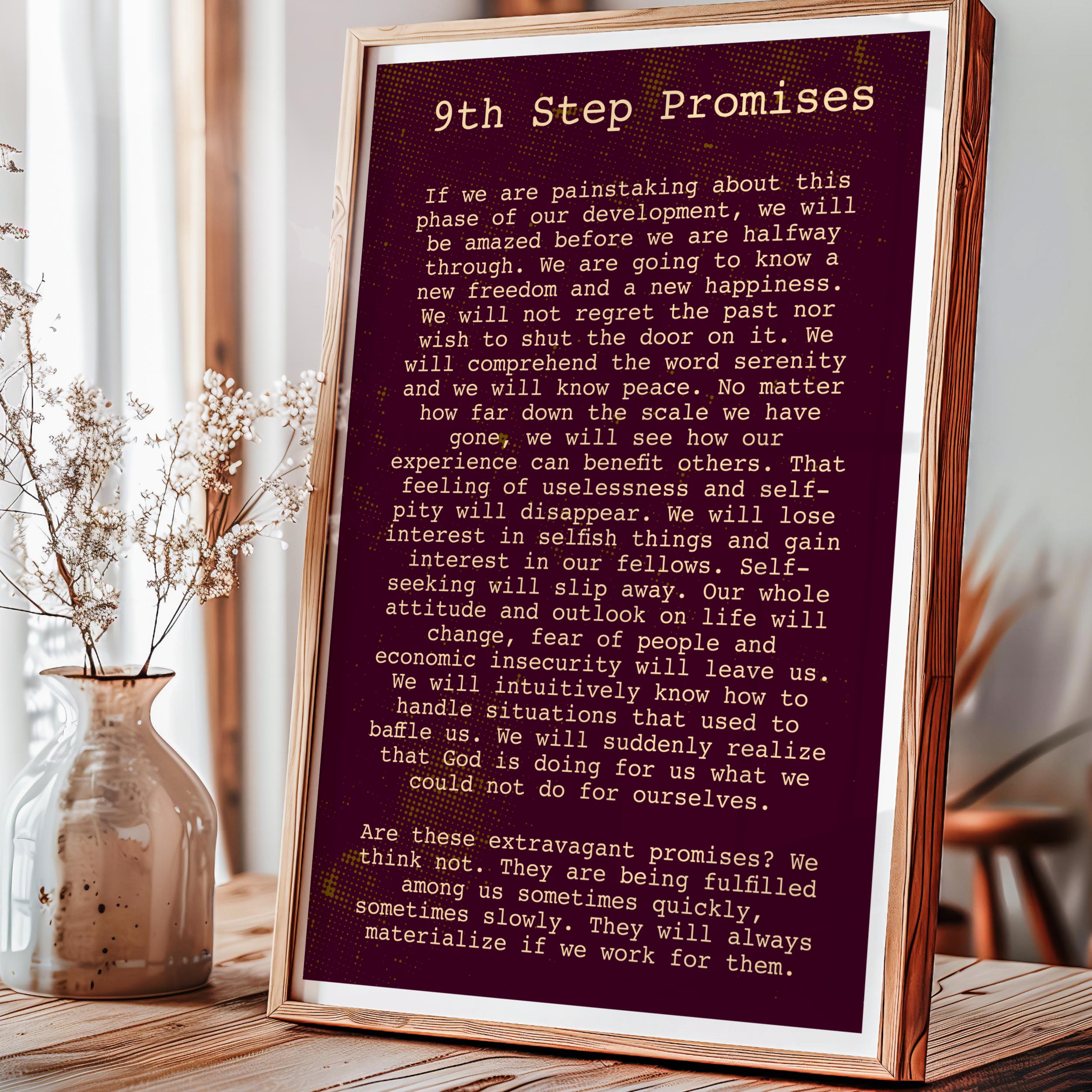 9th Step Promises Print for Addiction and Recovery, Mental Health ...
