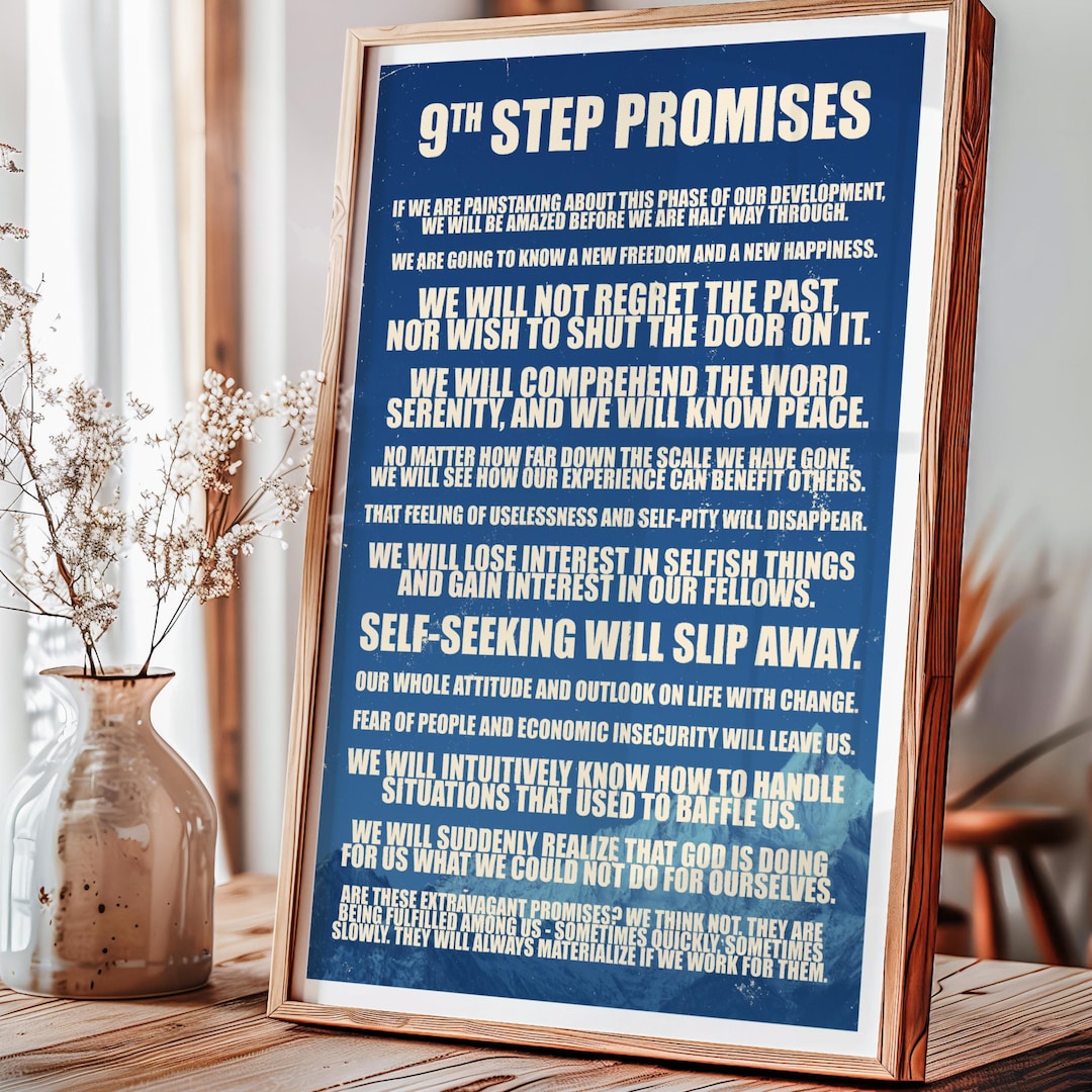 9th Step Promises Print, Alcohol Recovery Wall Art, Sobriety, Sponsor ...
