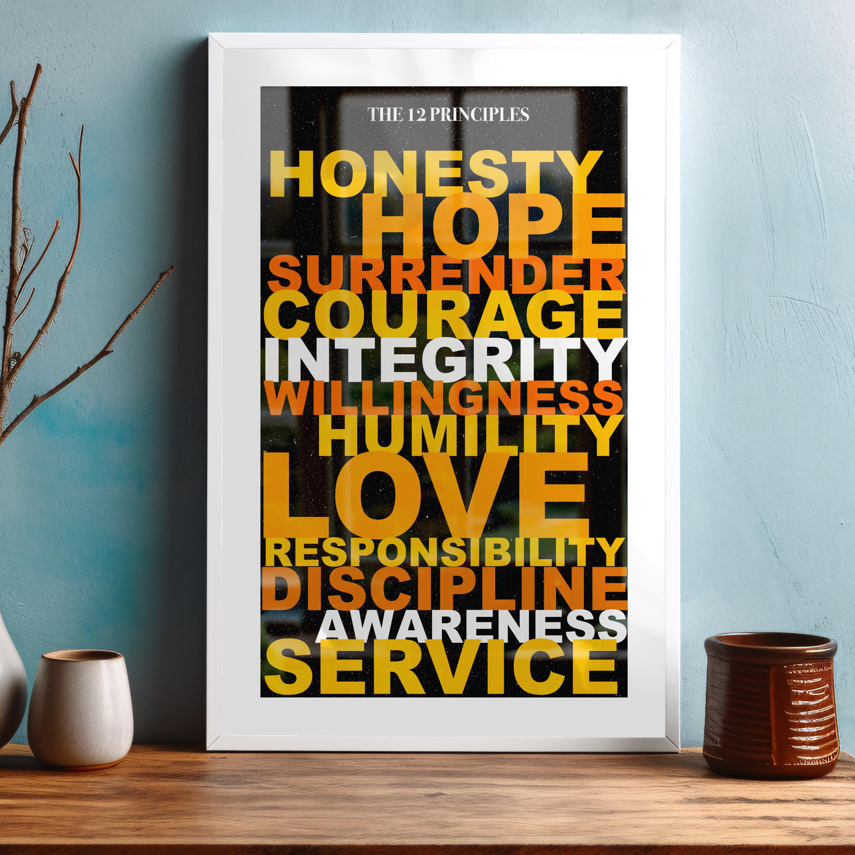 12 Principles Print – Recovery Poster – Inspirational Sobriety Wall Art ...