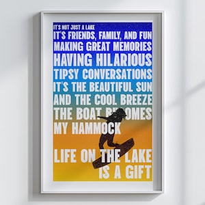 Lake Life poster – rustieke kunst aan de muur varen – print boot en roeispanen – hut decor meerhuis – nautische natuurkunst voor huizen aan het water