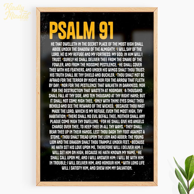 Psalm 91 Print – Christian Wall Art, Bible Verse Scripture Poster in ...