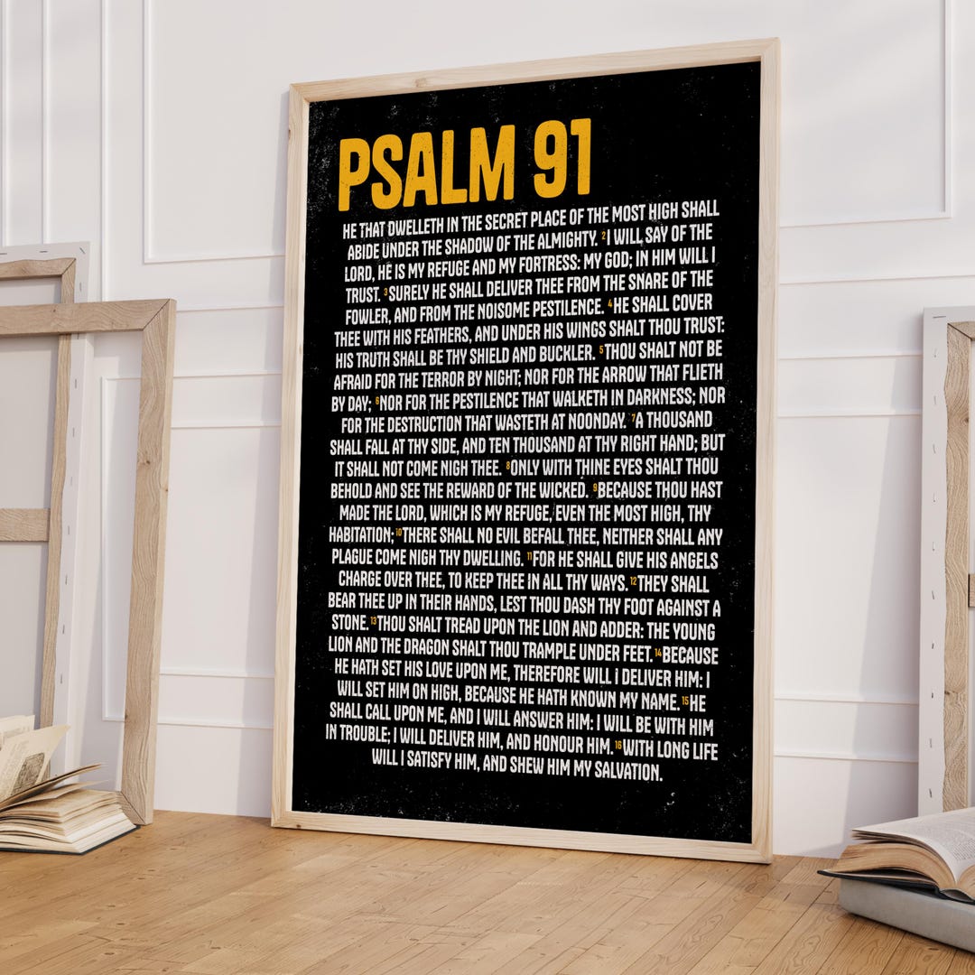 Psalm 91 Print – Christian Wall Art, Bible Verse Scripture Poster in ...