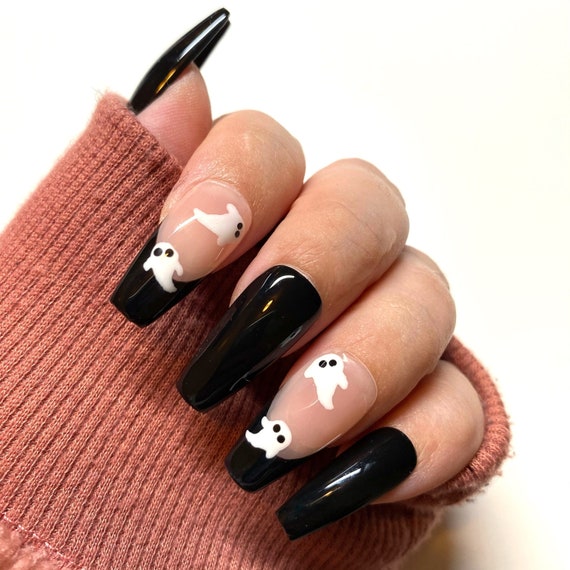 Be My Boo French Ghost Nails | Handpainted Nails