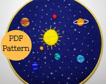 Space, Galaxy, Solar System Embroidery Pattern