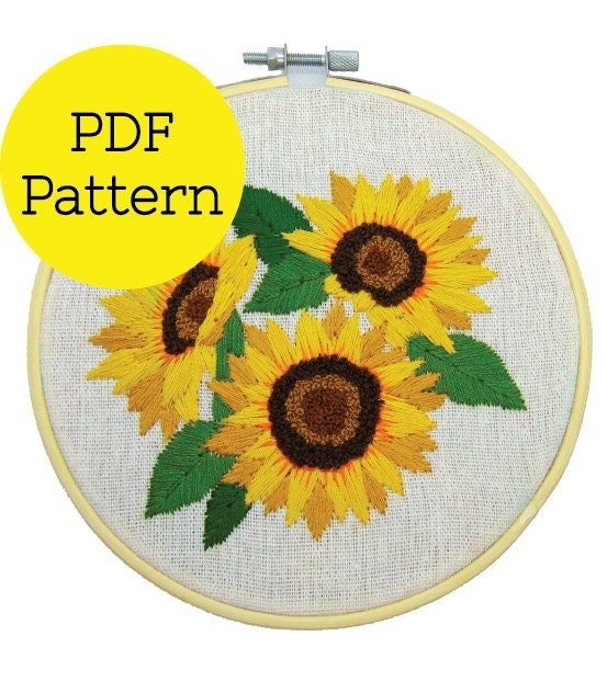 Sunflower Embroidery Kit, Fall Embroidery Kit for Beginners