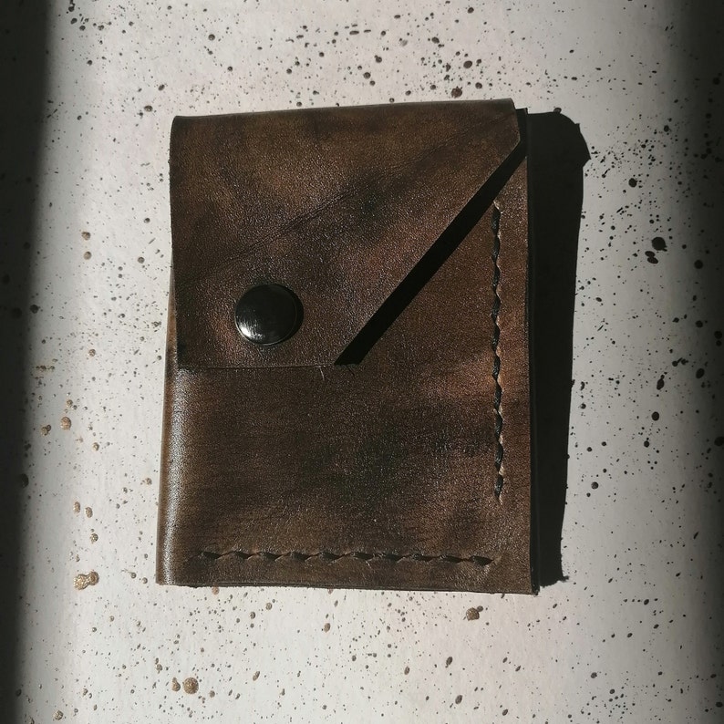 Boho wallet for coins Brown leather pouch Leather purse as a gift for husband