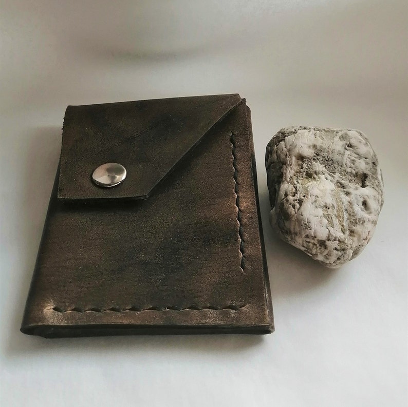 Boho wallet for coins Brown leather pouch Leather purse as a gift for husband