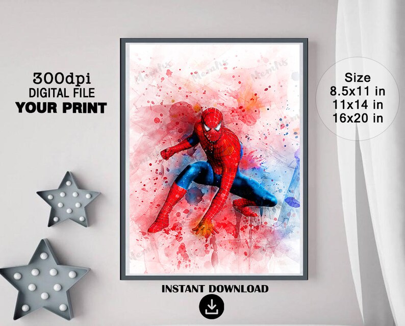 Spiderman Wall Art Nursery Decor Printable Wall Art Etsy