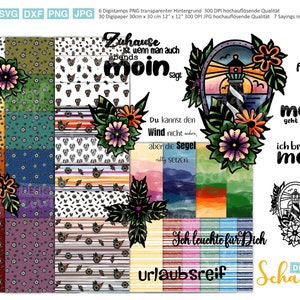 Maritime Digi Set Lighthouse Flowers Digistamps and Digipaper with Sayings