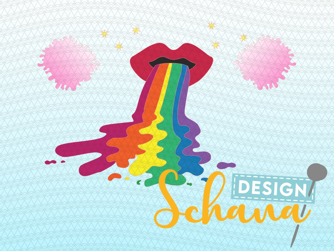 Rainbow Throw Up Rainbow Lips Sweet Cool Clipart Digital Etsy