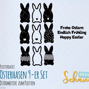 Easter cut file happy easter 9 bunnys cutting file svg vector easter bunny