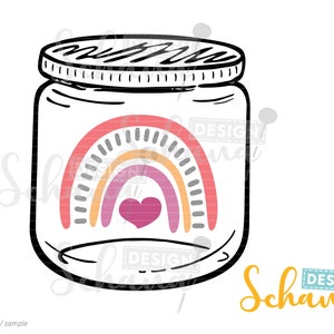 cutfile rainbow in a jar sweet for shirt kids jpg eps SVG DXF PNG pdf cutfile walltsticker ironon silhouette cameo cricut rainbow heart love