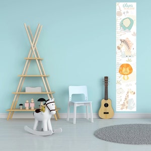 Groeigrafiek Gepersonaliseerde kinderkamerdecoratie Safaridieren Meisjes slaapkamerdecor Jongens slaapkamerdecor Kds-afdrukken Baby Verjaardagscadeaus Kinderen Aangepast