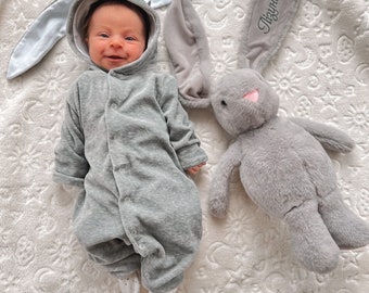 Personalized Bunny Grey Newborn Gift Soft Toy Baby Boy Gift Bunny Custom Plushie Baby Shower Gifts Personalised Gift Baby Girl Gifts Baptism