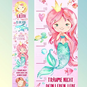 Groeigrafiek Gepersonaliseerde zeemeermin meisje kinderkamerdecoratie cadeau voor moeder verjaardag babycadeau babykamerdecoratie voor peuter aangepast gedenkteken babygroei