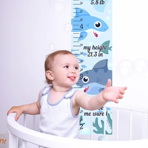 Groeigrafiek Blauwe kinderkamer met zeethema personaliseren babycadeau 0-6 maanden babycadeau 6-12 maanden aangepast kindercadeau Aangepaste geboorteaandenken voor kinderen