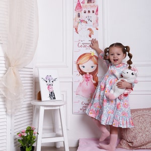 Groeigrafiek Prinses muurkunst meisje muurdecoratie Aangepaste babycadeaus Herinnering aan cadeaus voor peuter Cadeaus voor zus Meisjes Kamerdecor Kinderafdrukken