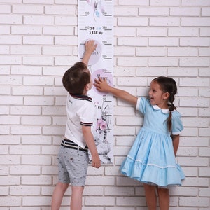 Tabla de crecimiento para niños, conejito, regalo para bebés gemelos, impresiones para habitaciones de niños, impresiones para habitaciones de niñas, ideas para regalos para hermanas, almacenamiento para niños, conejo personalizado