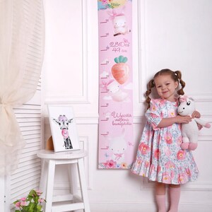 Groeigrafiek Konijn Cadeaus voor kinderen Muurdecoratie Cadeau voor meisjes Gepersonaliseerd bord Bosdieren Cadeaus voor peuters Meisjesnaam Decor Kinderkamer