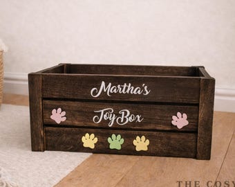 Custom Pet Name Toy Box | Personalised Cat Dog Toy Storage Basket