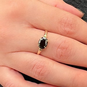 Black stone Engagement Gold ring, Gem stone ring, 14k solid Gold ring.