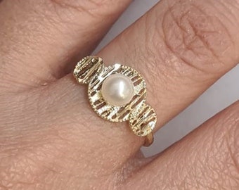 Pearl Engagement Gold ring, 14k Gold ring, Gold ring with pearl, ivory pearl gold ring, bridal pearl ring, bridesmaid gift