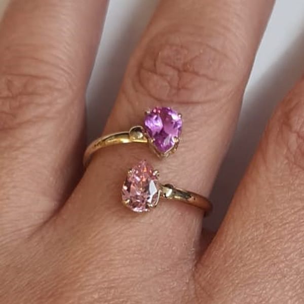 Engagement Gold ring with stone, Gem stone ring, Gold ring with Pink spinel, 14k Gold ring, Gold ring with Pink spinel stone.