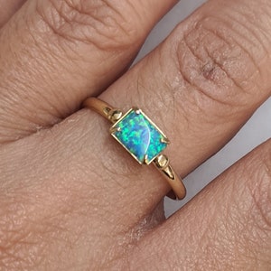 Opal Engagement Gold ring, 14k Solid Gold ring