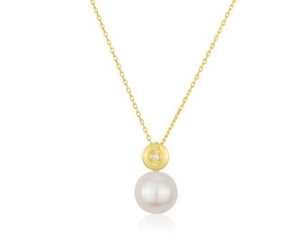 Pearl Necklace, 14K Solid Gold Necklace