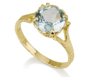Blue Topaz Gold ring, 14k Solid Gold ring