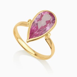 14K Solid Gold Pink Spinel Ring – Gemstone Gold Ring – Dainty Pink Engagement or Birthstone Jewelry