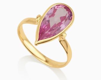 14K Solid Gold Pink Spinel Ring – Gemstone Gold Ring – Dainty Pink Engagement or Birthstone Jewelry