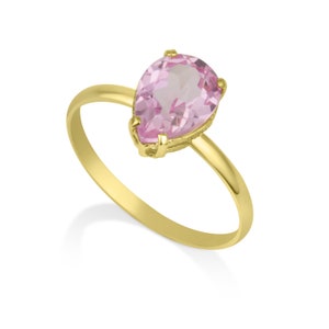 Pink Morganite spinel gold ring, 14k Solid Gold ring image 1