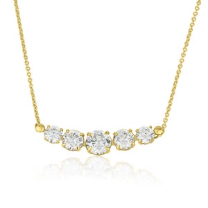 Delicate White C.z Necklace, 14K Solid Gold Jewelry