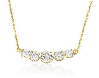 Delicate White C.z Necklace, 14K Solid Gold Jewelry