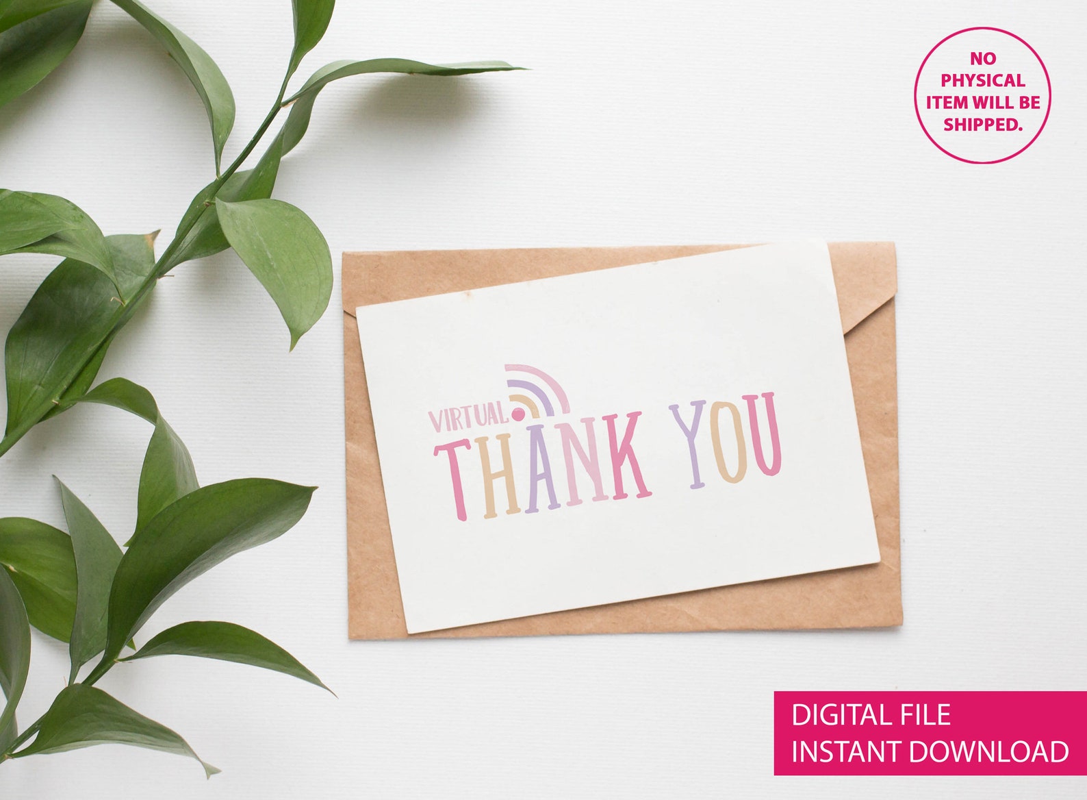 Printable Virtual Thank You Card DIGITAL DOWNLOAD End of the Etsy