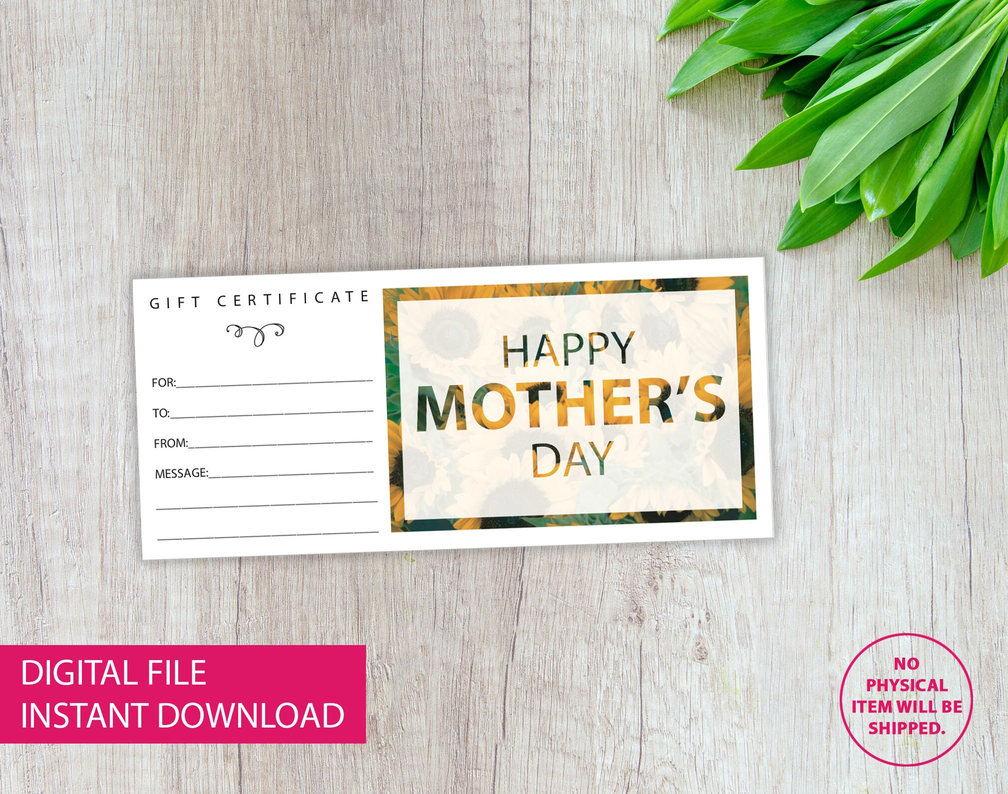 Printable Mother's Day Gift Certificate Template, Gift Voucher, Gift ...