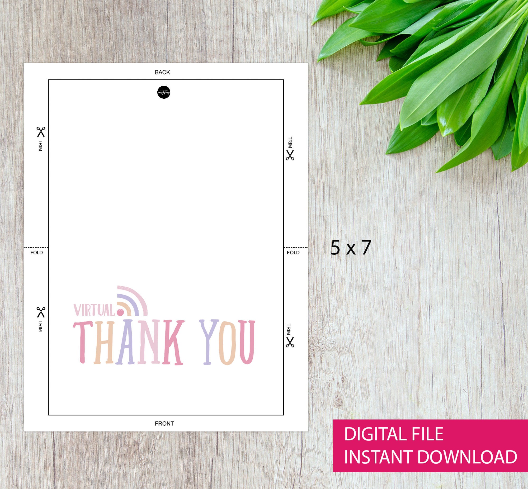 Printable Virtual Thank You Card DIGITAL DOWNLOAD End of the Etsy