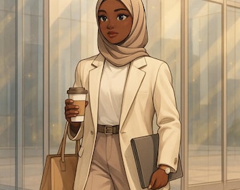 Modern kleurboek moslimvrouw | Hijabi Boss Life (pdf-patroon)