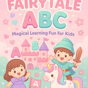Fairy Tale Alphabet Flashcards | Pastel ABC Learning Preschool Homeschool Montessori Education (PNG + PDF)