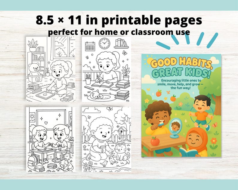 Good Habits Coloring Book for Kids | Healthy Habits Printable | Daily ...