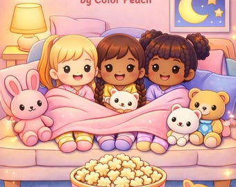 Slaapfeestje kleurboek voor kinderen | Vriendschapsactiviteiten (digitale download)