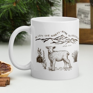 Er hat die 99 verlassen, um mich zu retten, 11 Oz weiße glänzende Tasse, christliche Tassen, Reckless Love, Glaube Geschenke, BibelVers Tasse, Christliche Liedtext Tasse