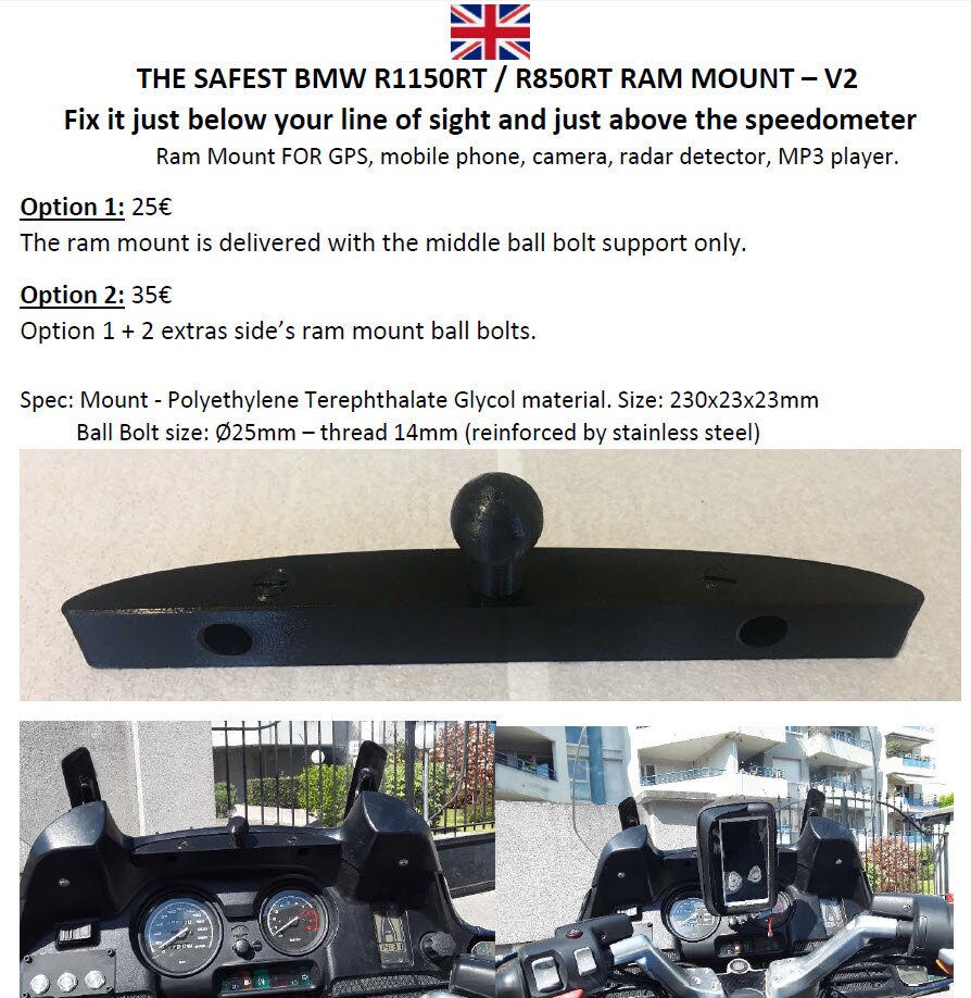 BMW R1150RT ram mount for GPS mobile 