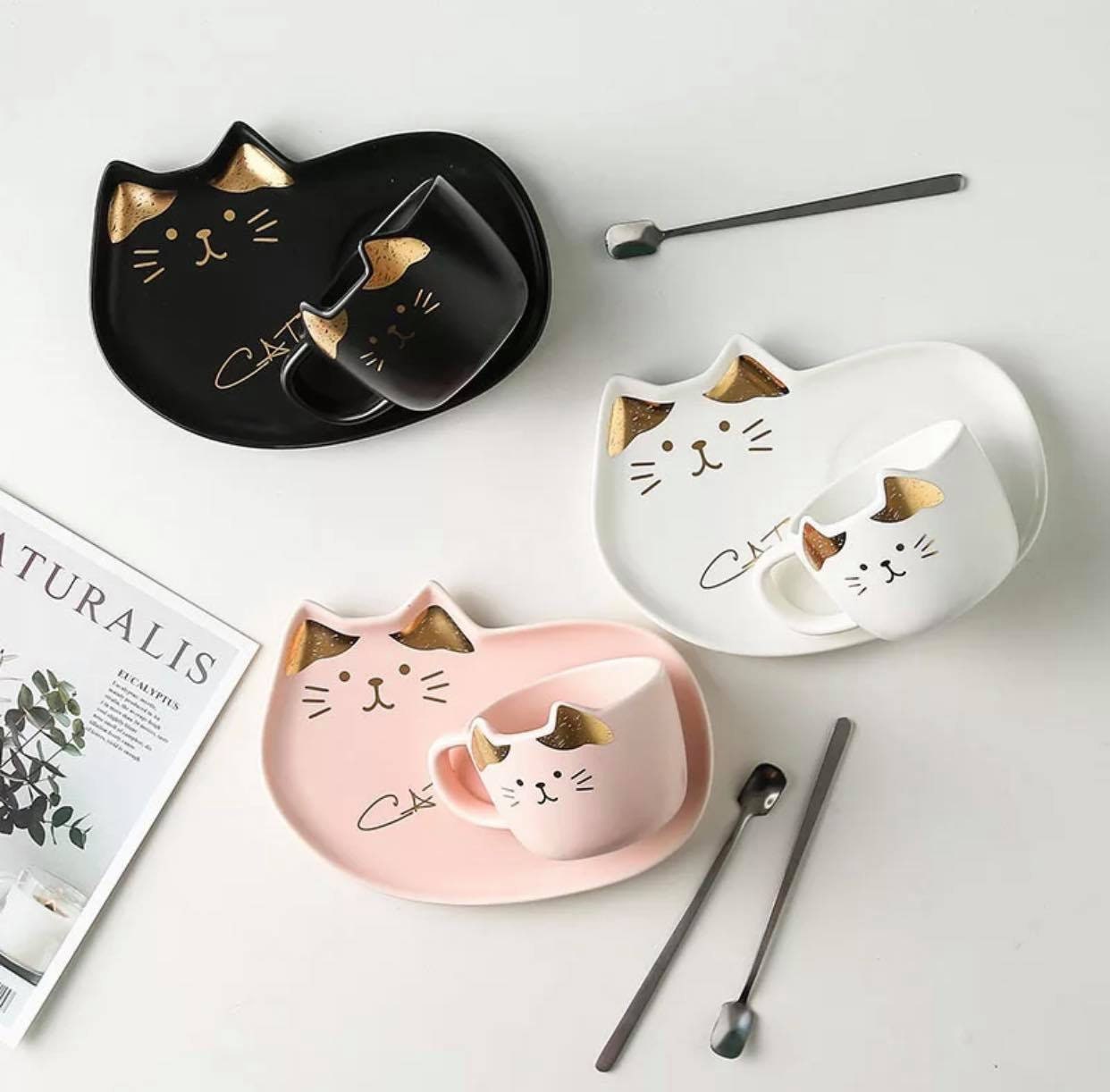 Cat Set.cup Cat.ceramic Cup.gift Chat Lovers.cat Les Amoureux. Tasse Céramique.cadeaux Pour Amoureux
