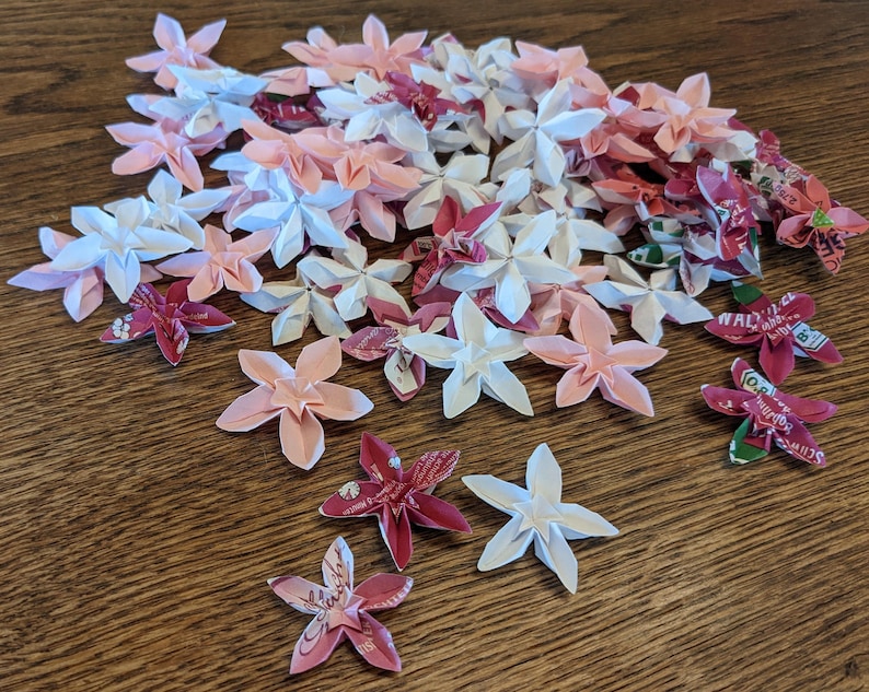 Origami Cherry Blossoms, Tea Bag Paper Flowers, Craft Supplies (100 Piece) image 1