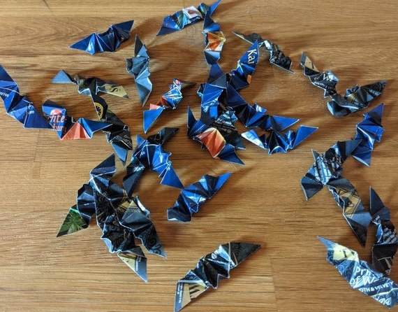 Origami Bats: 50 Tea Bag Paper Bats, Halloween Party Decor